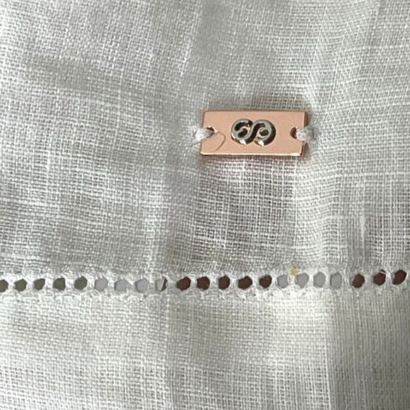 Escada Sport Tunic Top XL 100% Linen Lagenlook Pintucks Faux Pearl Accent White - Picture 8 of 12